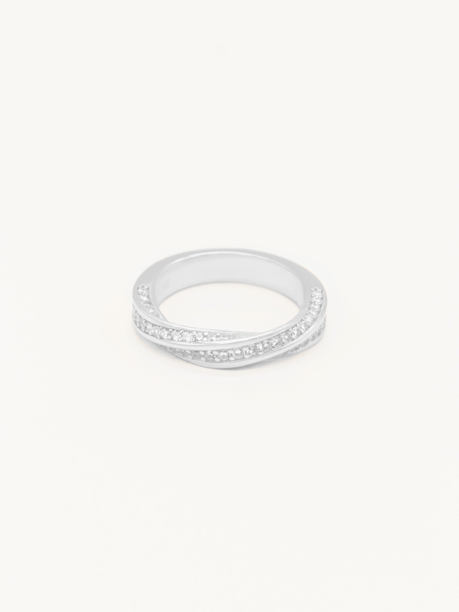 Diamond Twisted Ring Silver