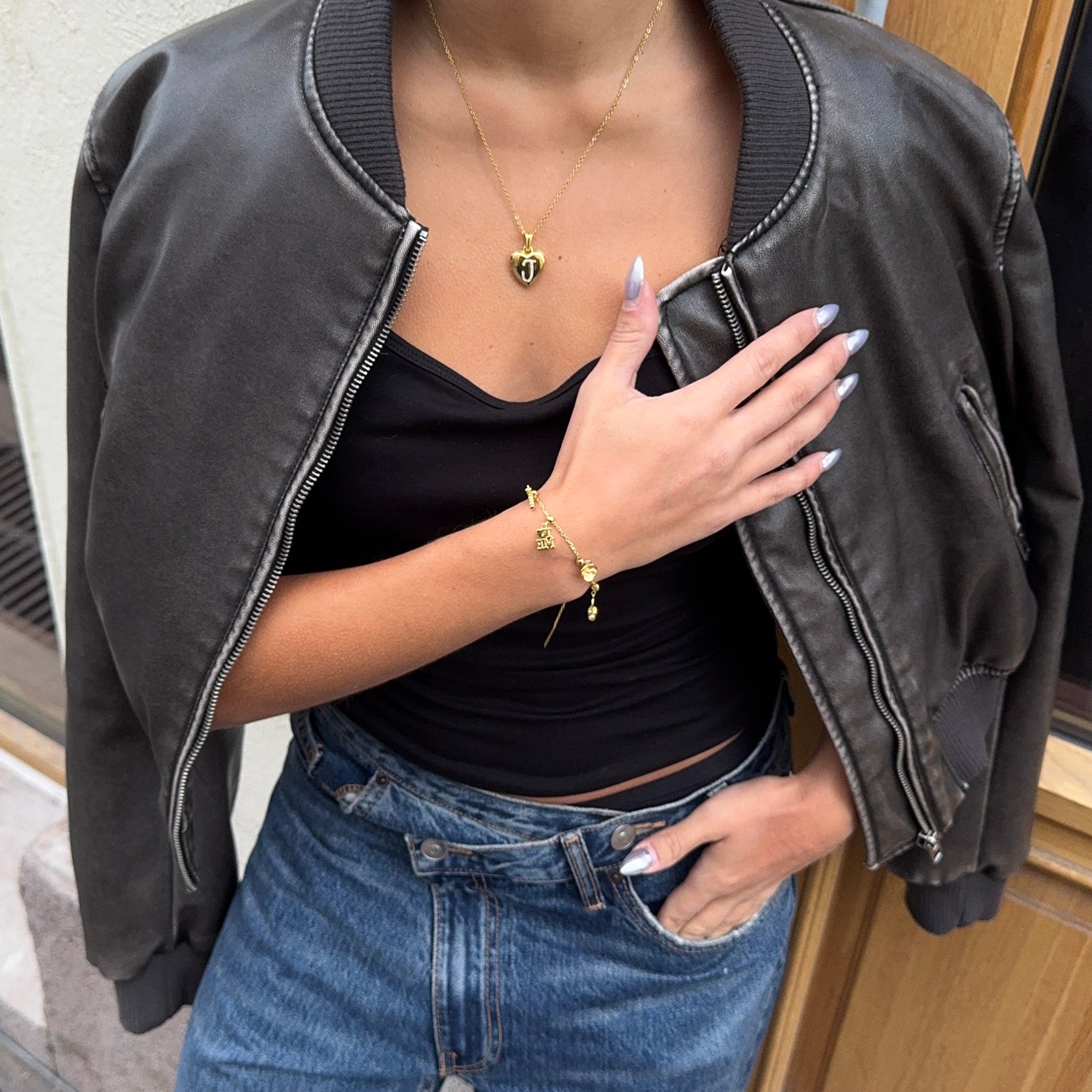 Locket Letter Necklace Gold
