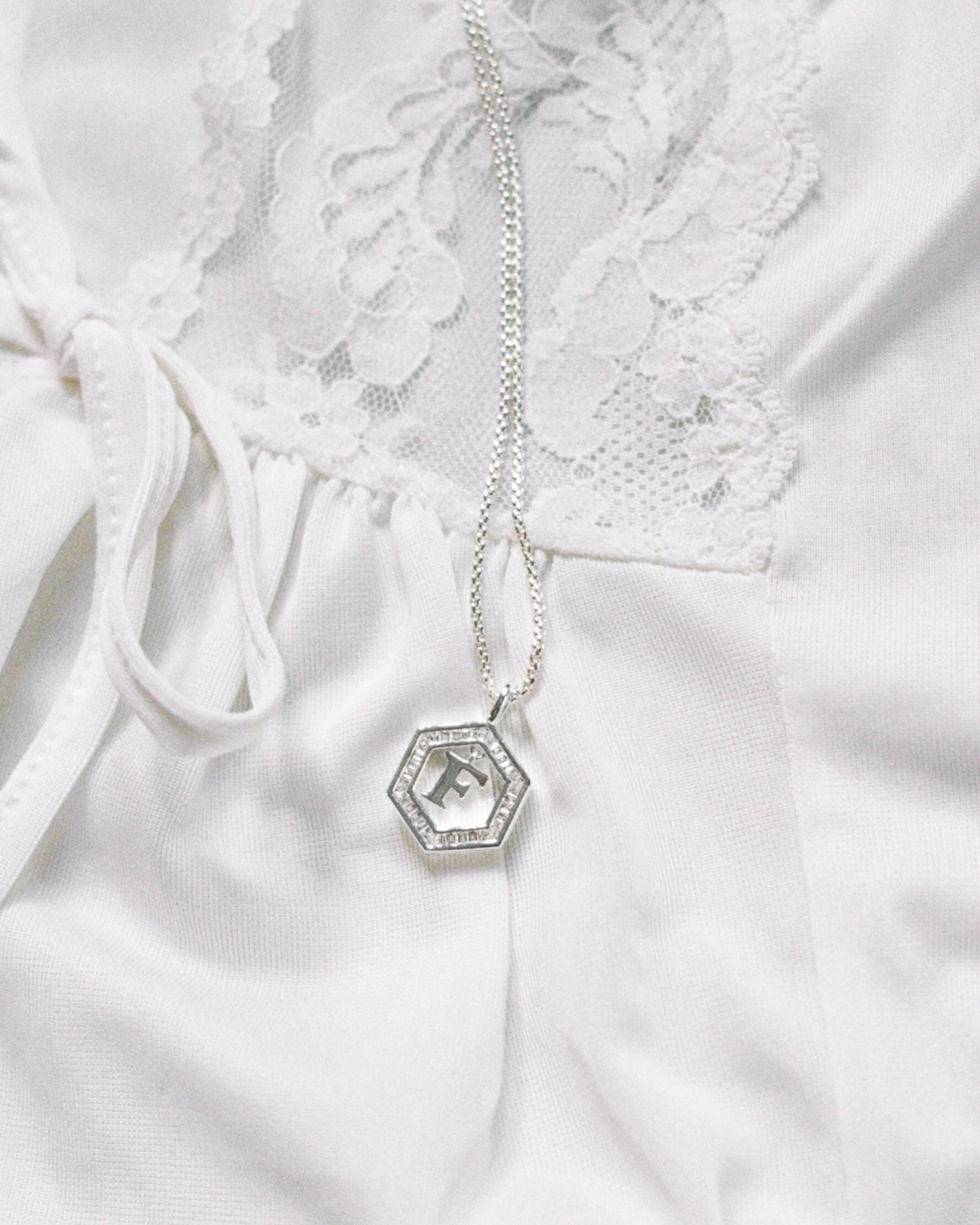Floating Letter Necklace Silver