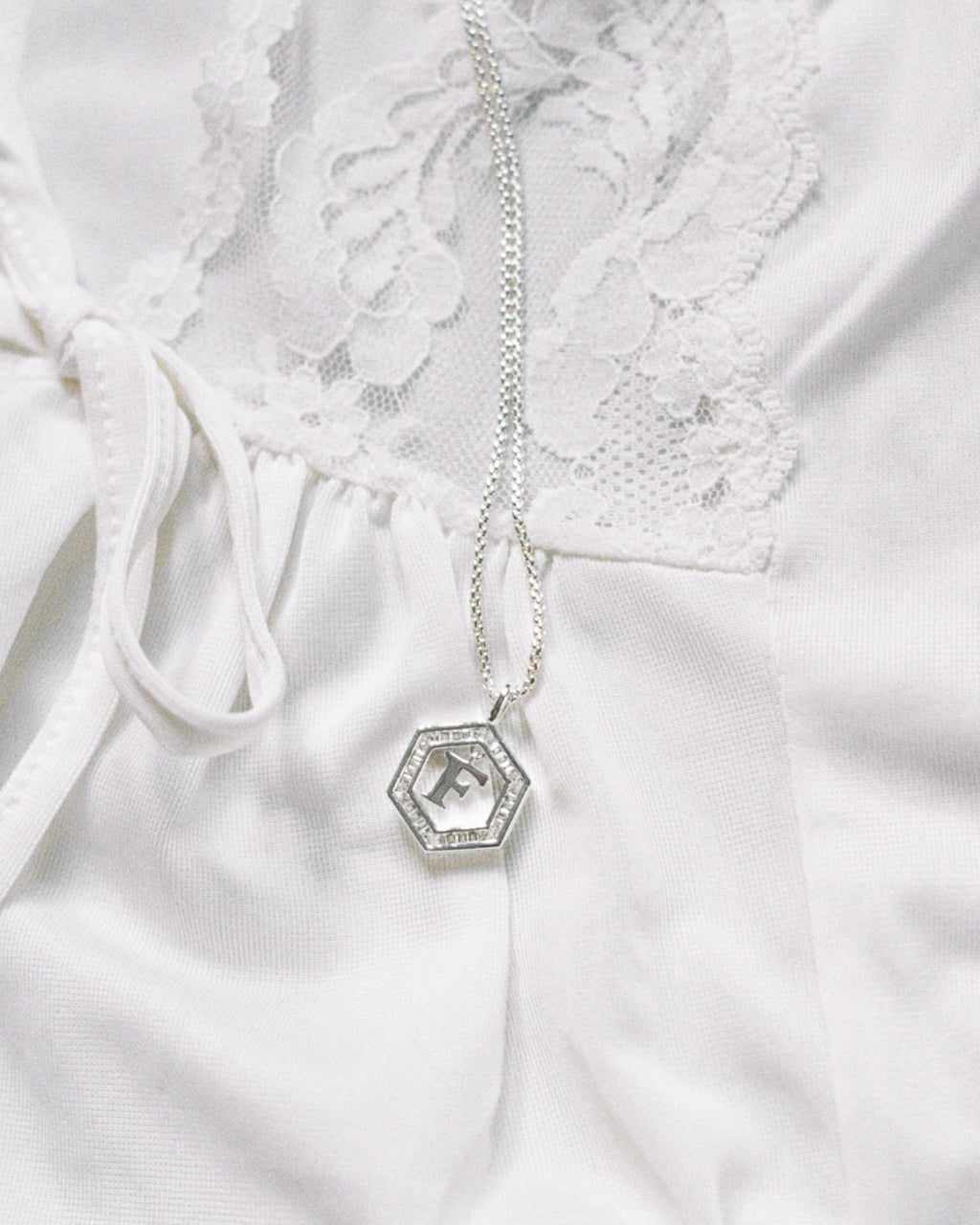 Floating Letter Necklace Silver