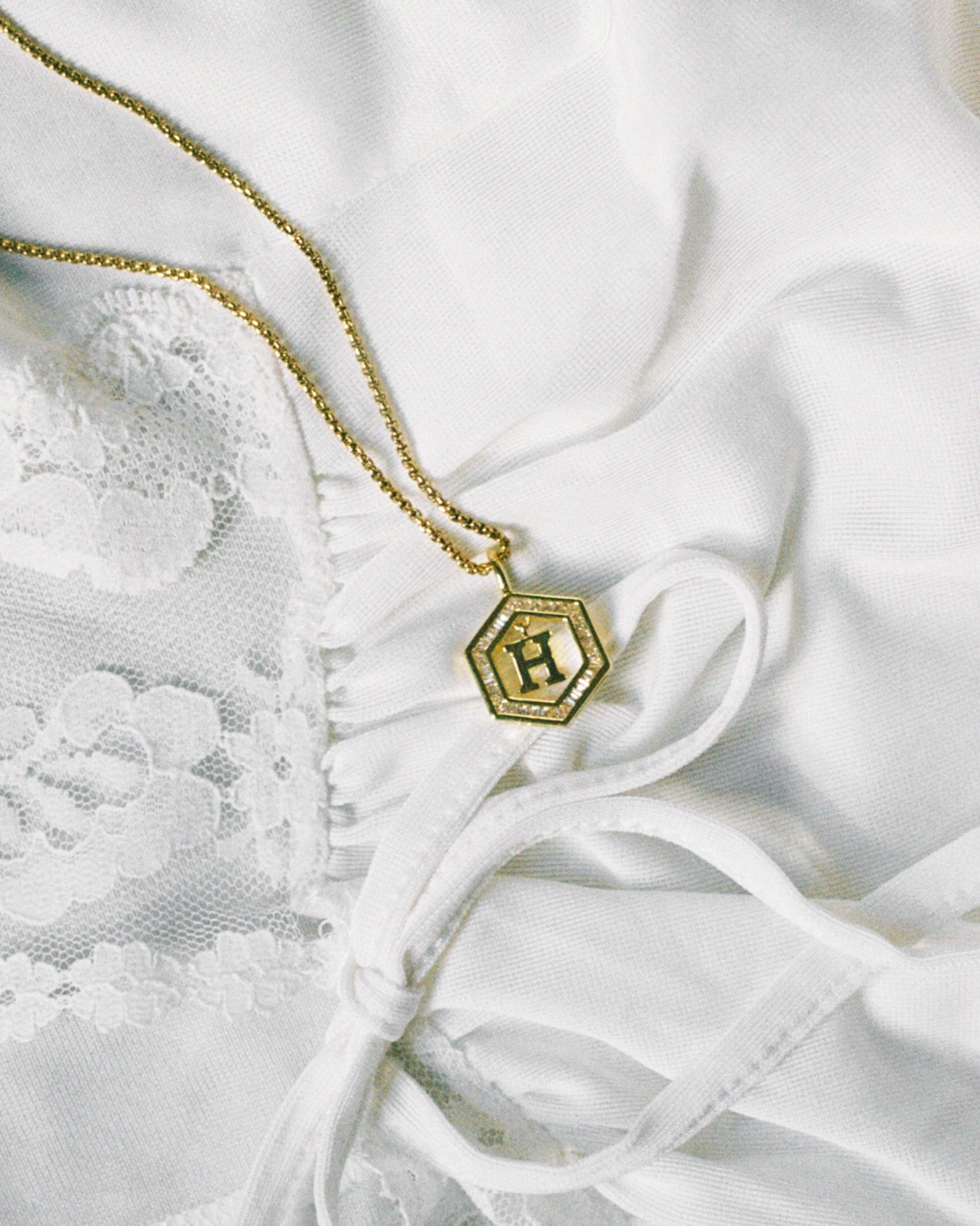 Floating Letter Necklace Gold