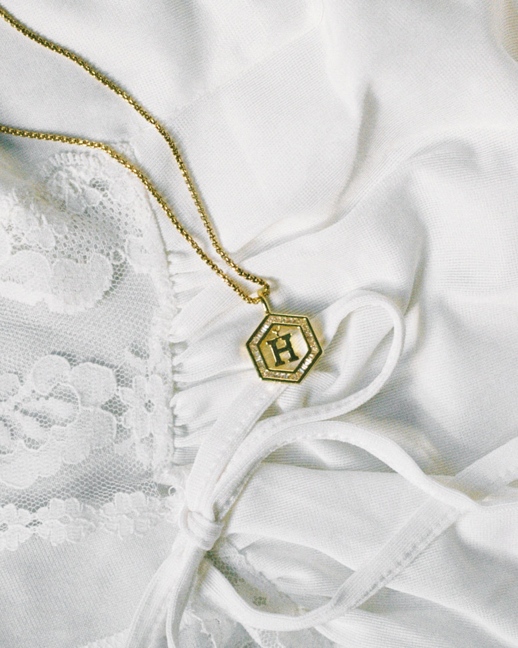 Floating Letter Necklace Gold