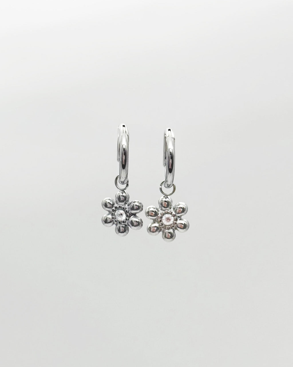 Flower Hoops Silver