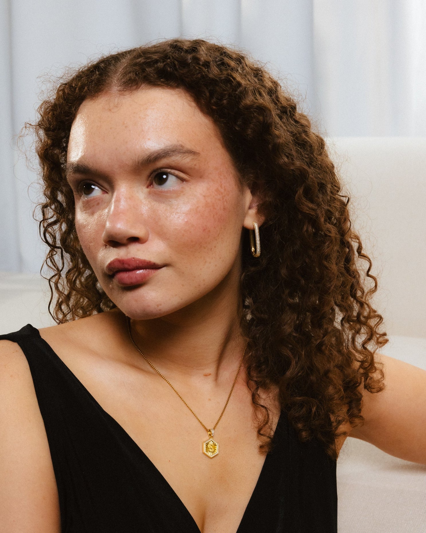 Diamond Edge Hoops Gold