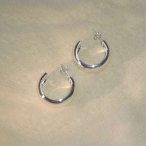 Large Dome Hoops Silver