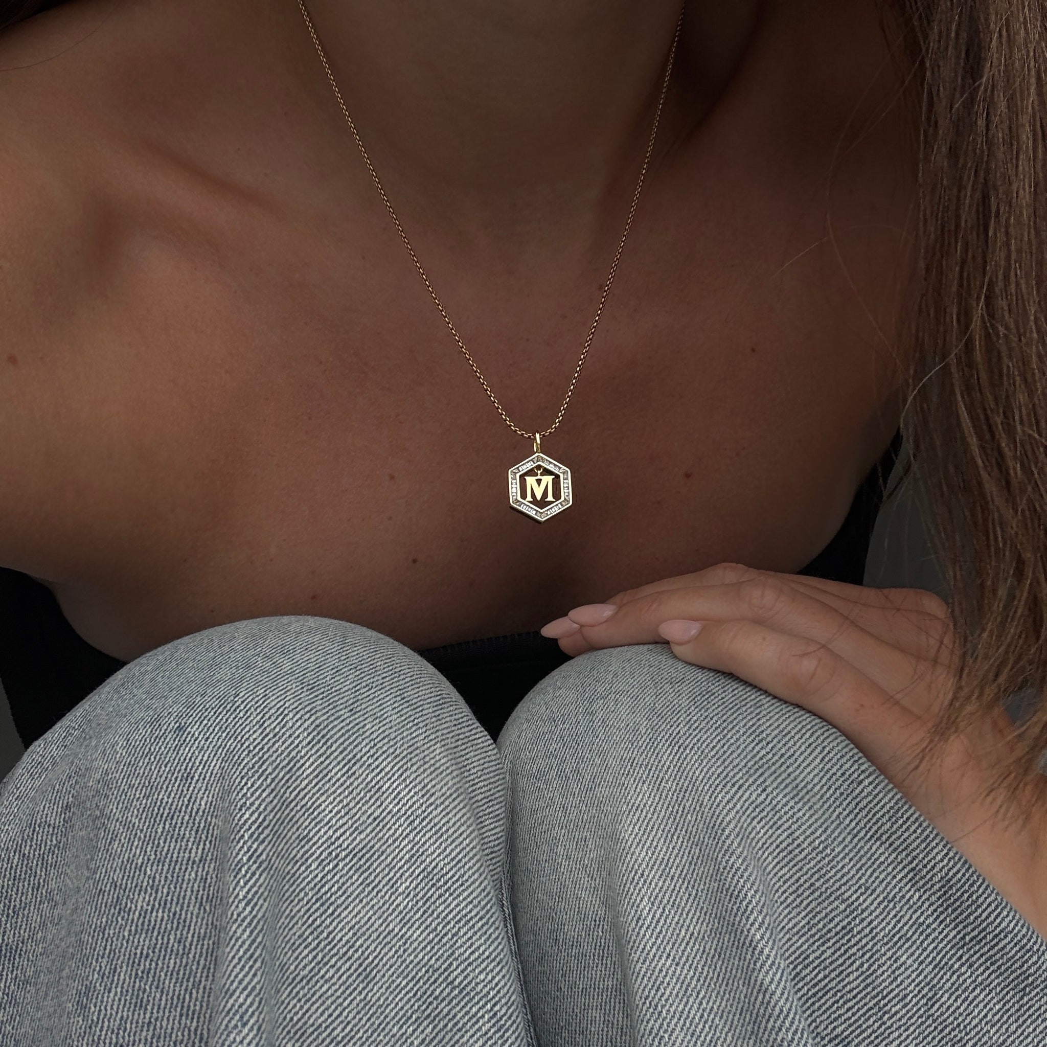 Floating Letter Necklace Gold