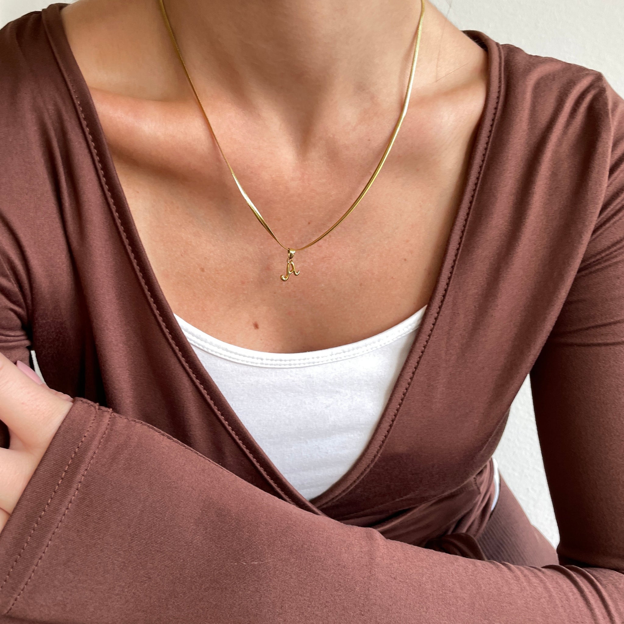 Bone Letter Necklace Gold