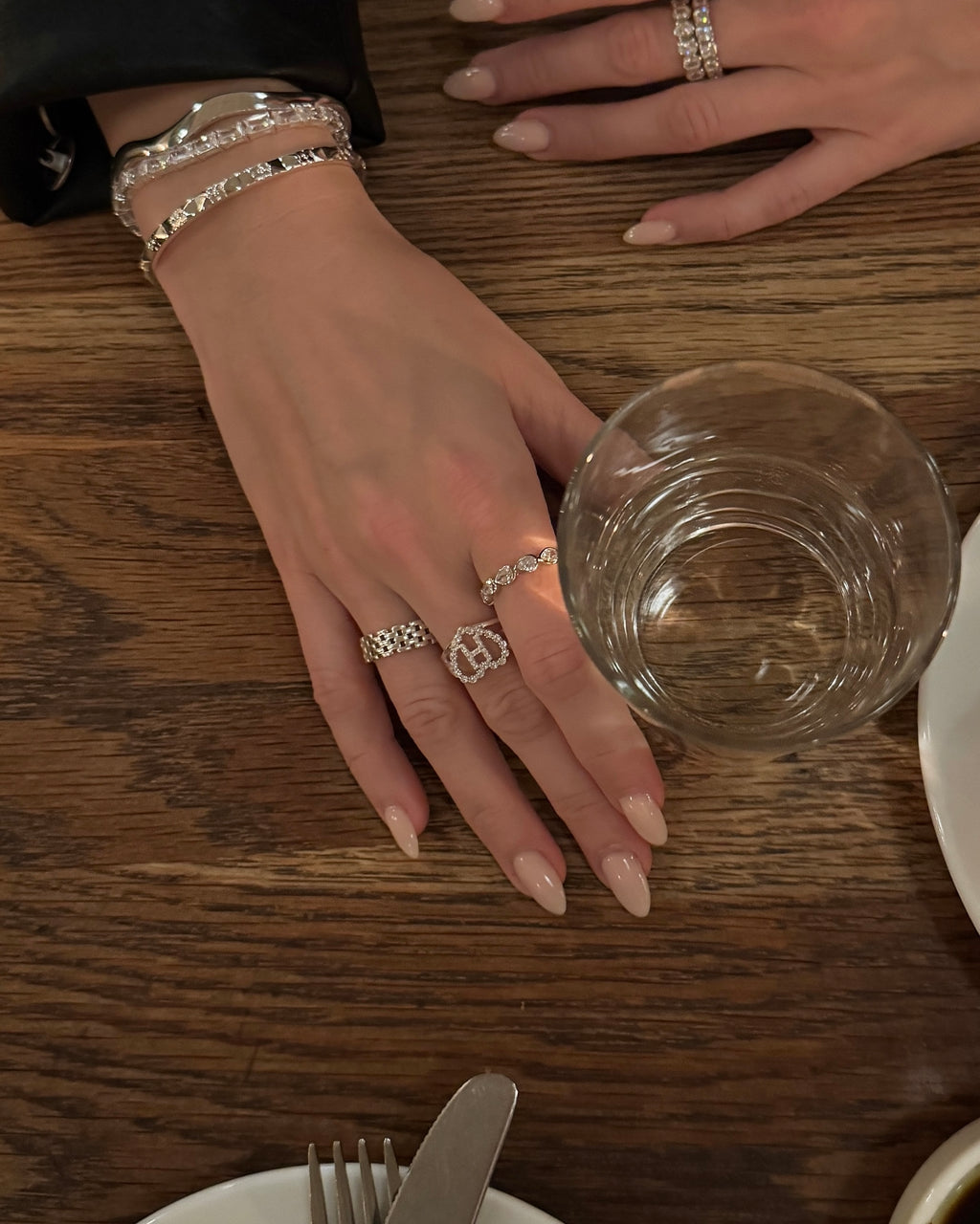 Diamond Band Ring Oval Silver