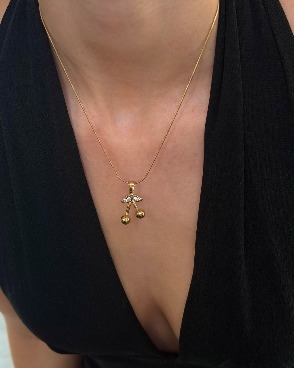 Cherry Necklace Gold