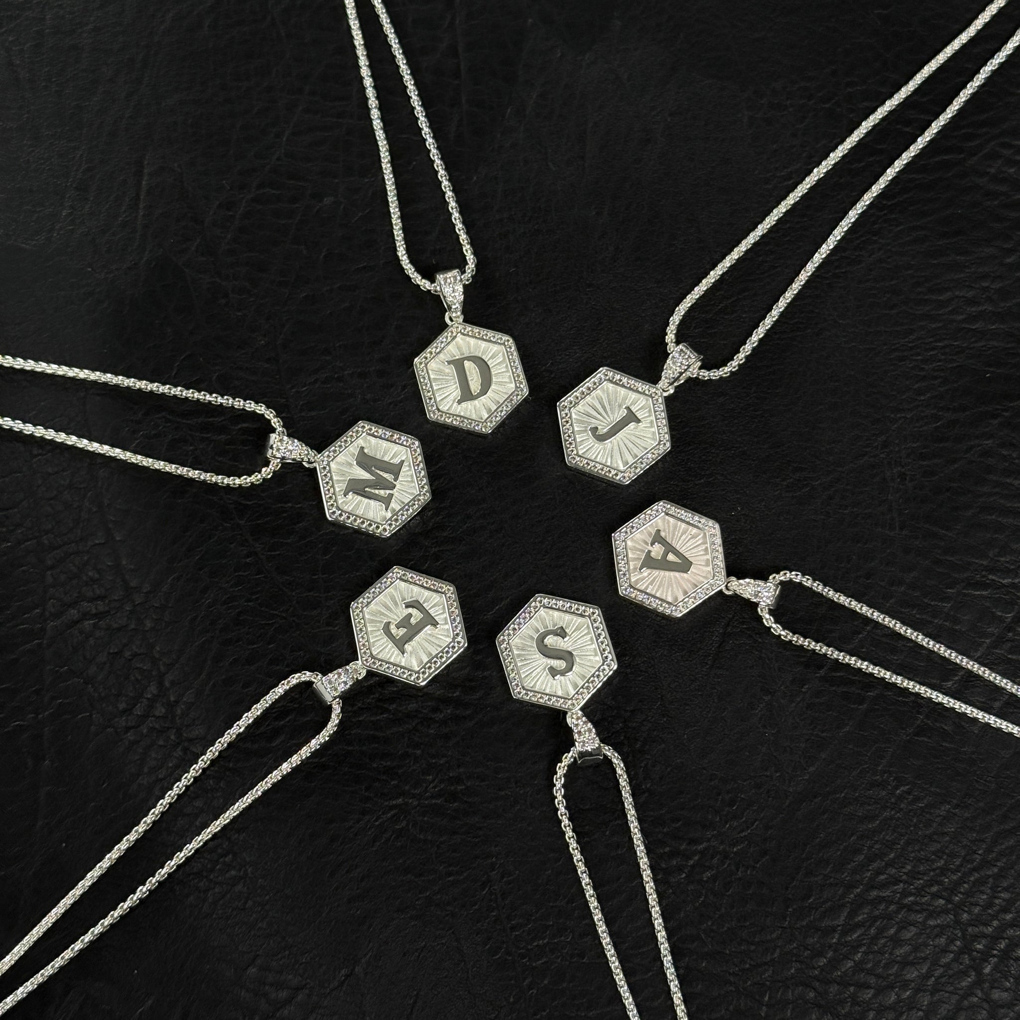 Diamond Letter Necklace Silver