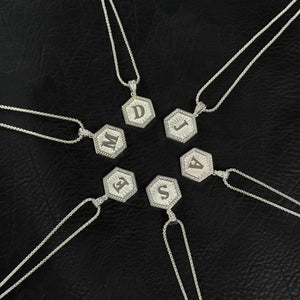 Diamond Letter Necklace Silver