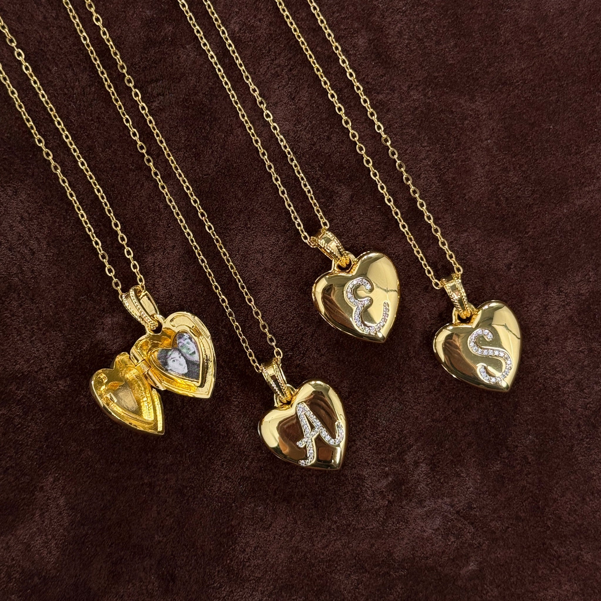 Locket Letter Necklace Gold