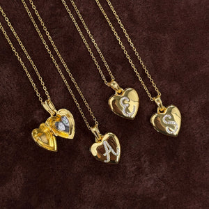 Locket Letter Necklace Gold