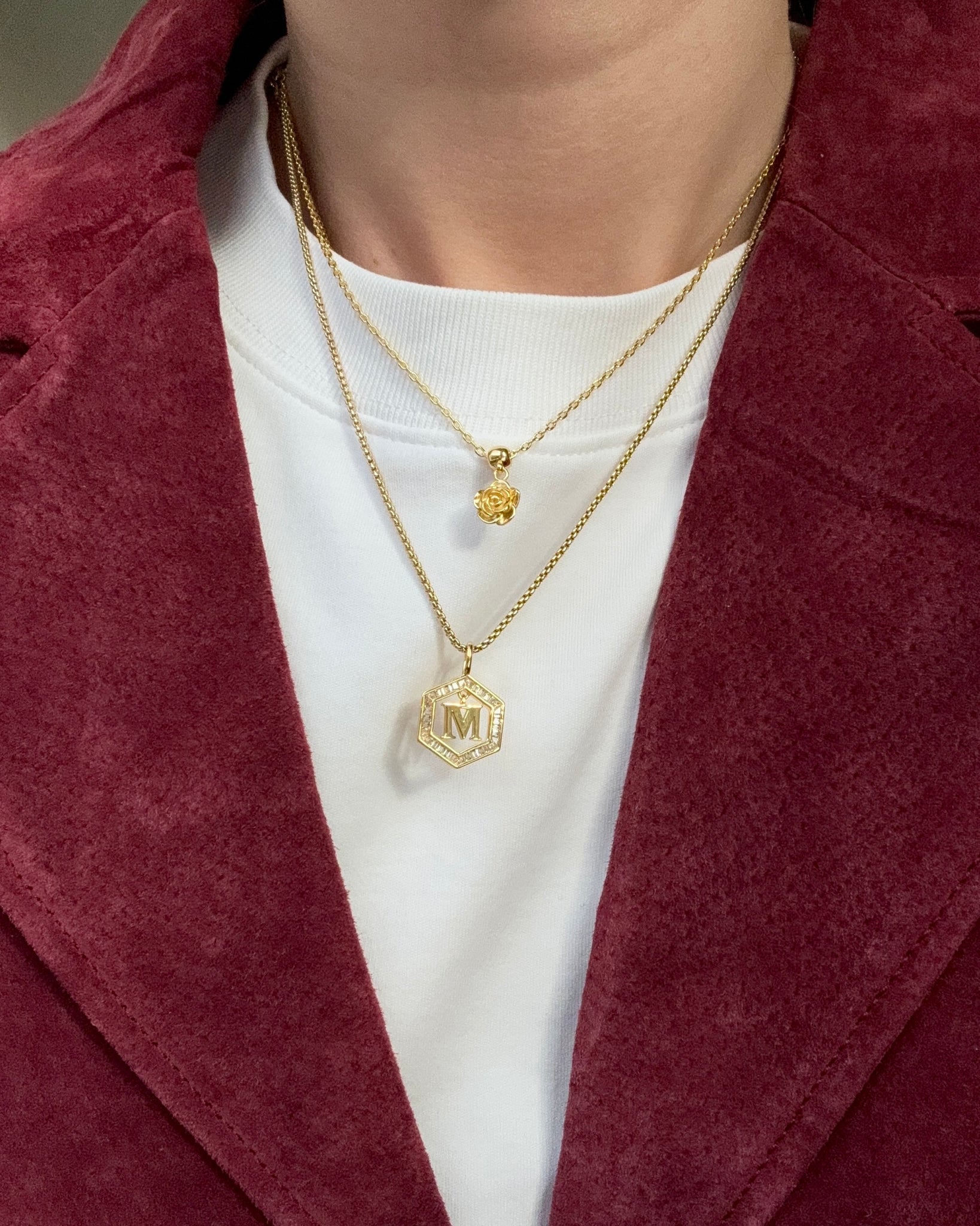 Floating Letter Necklace Gold