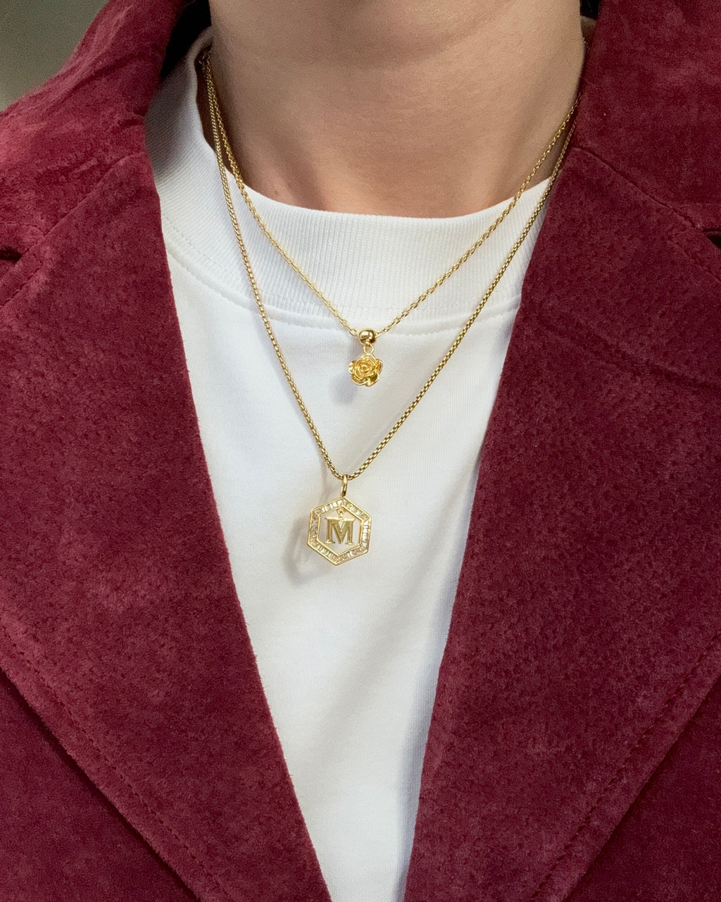 Floating Letter Necklace Gold