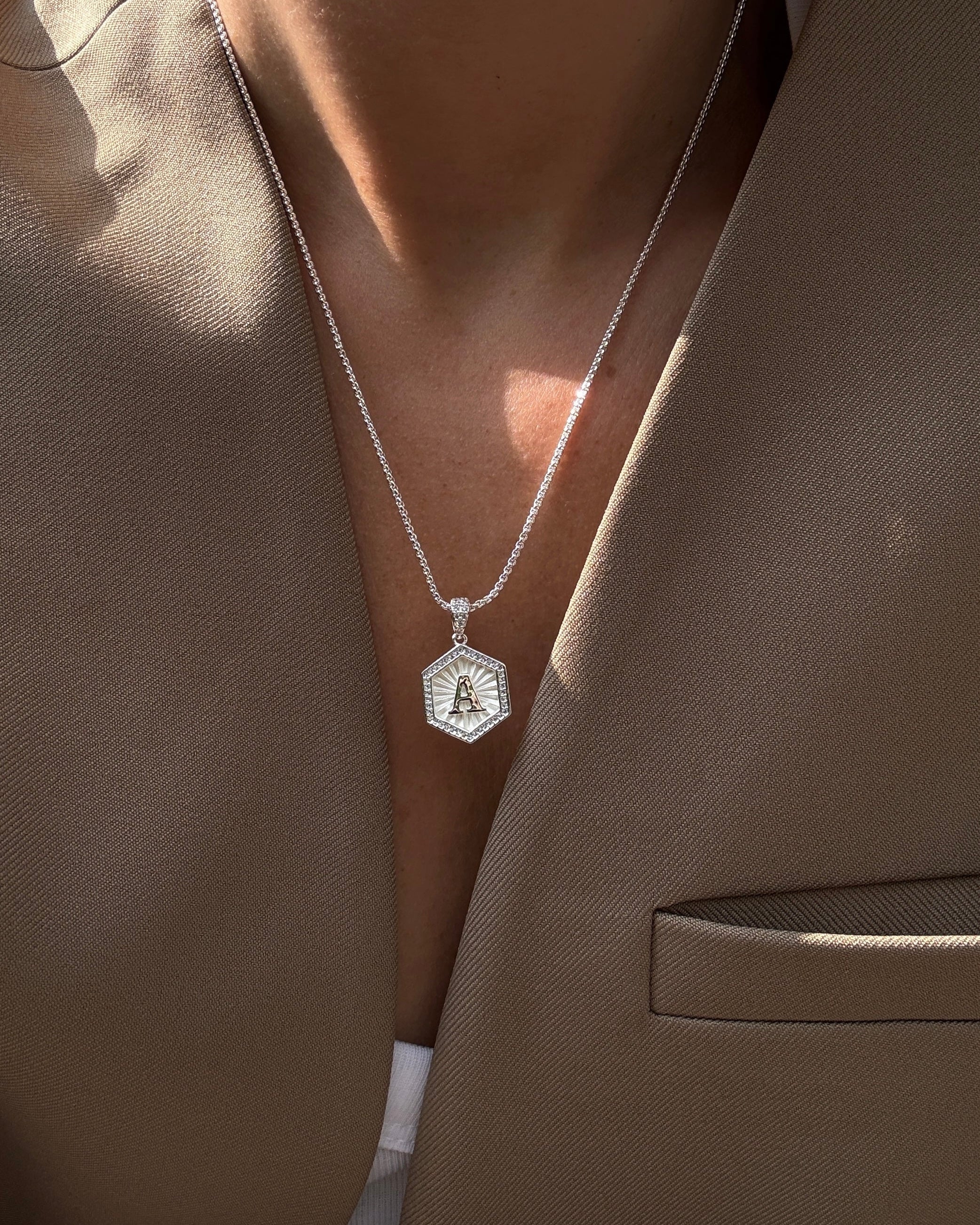 Diamond Letter Necklace Gold