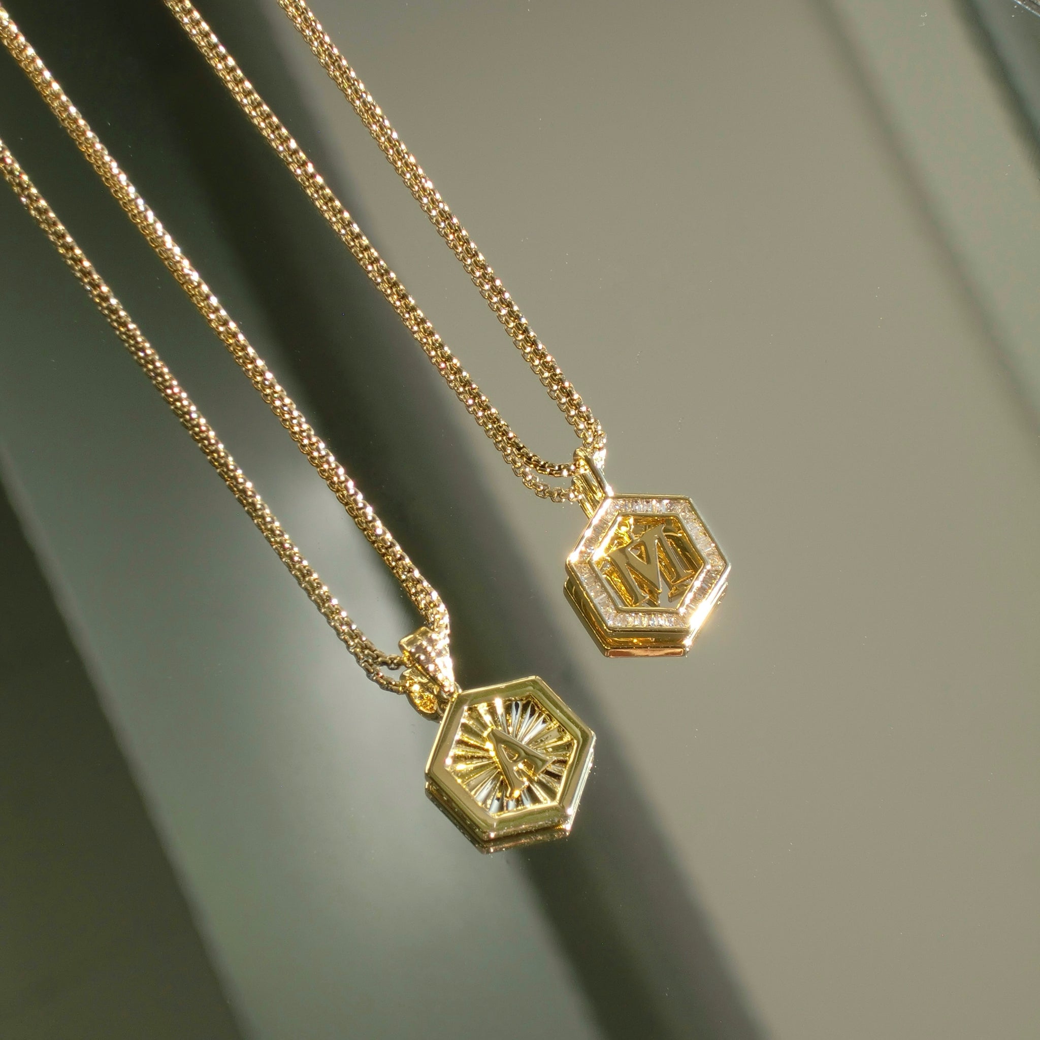 Floating Letter Necklace Gold