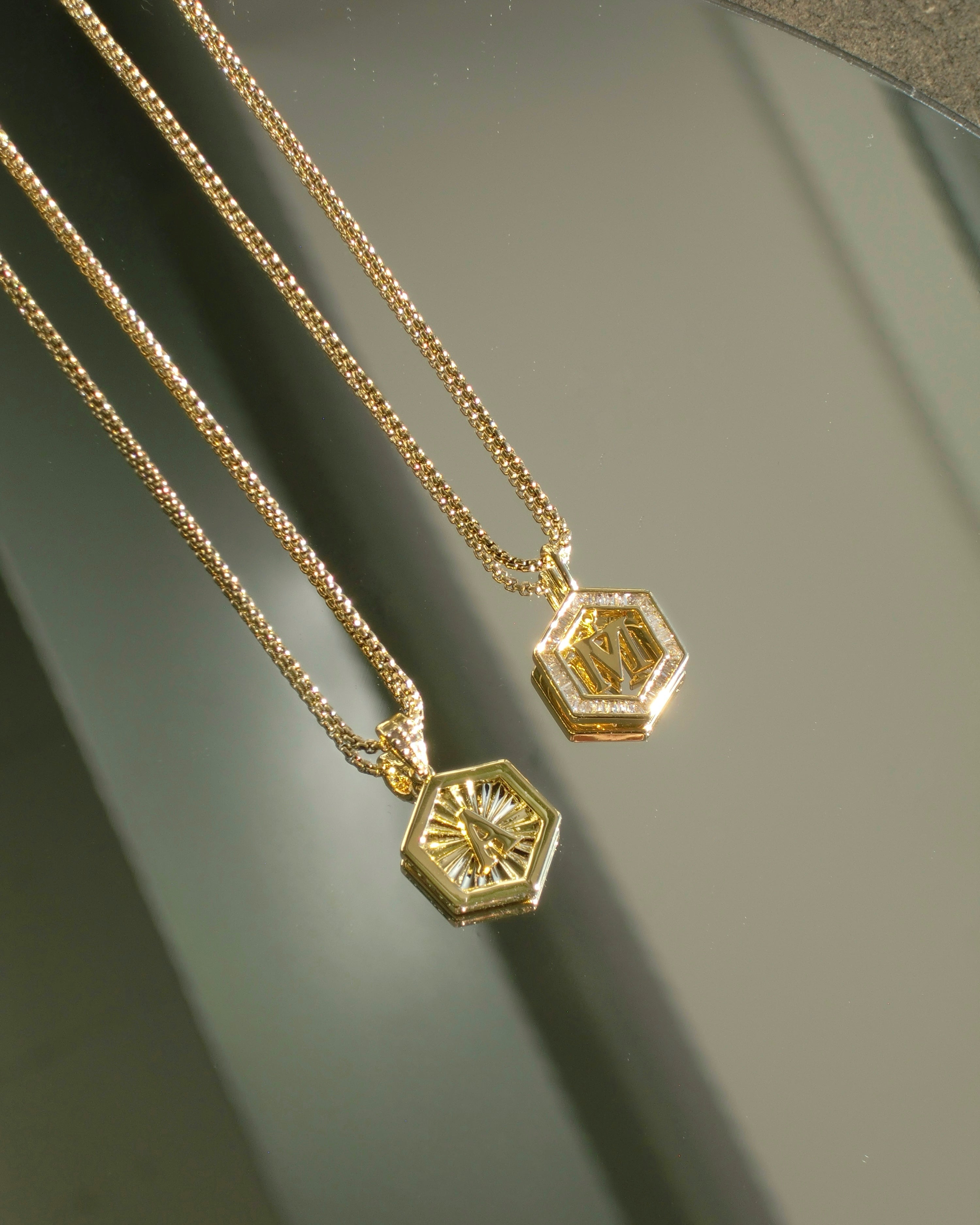 Floating Letter Necklace Gold