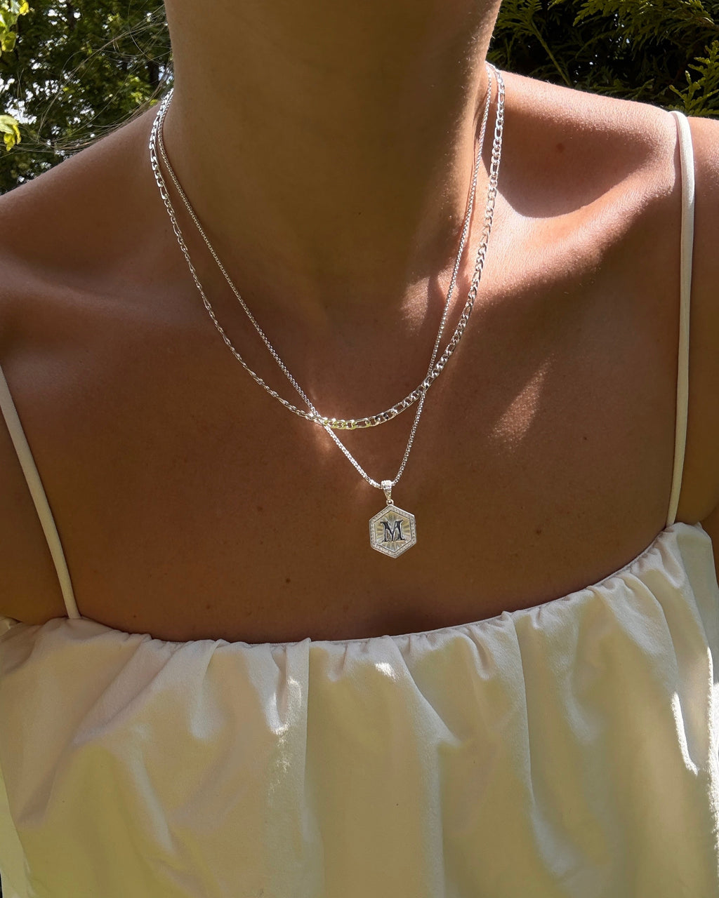 Diamond Letter Necklace Gold