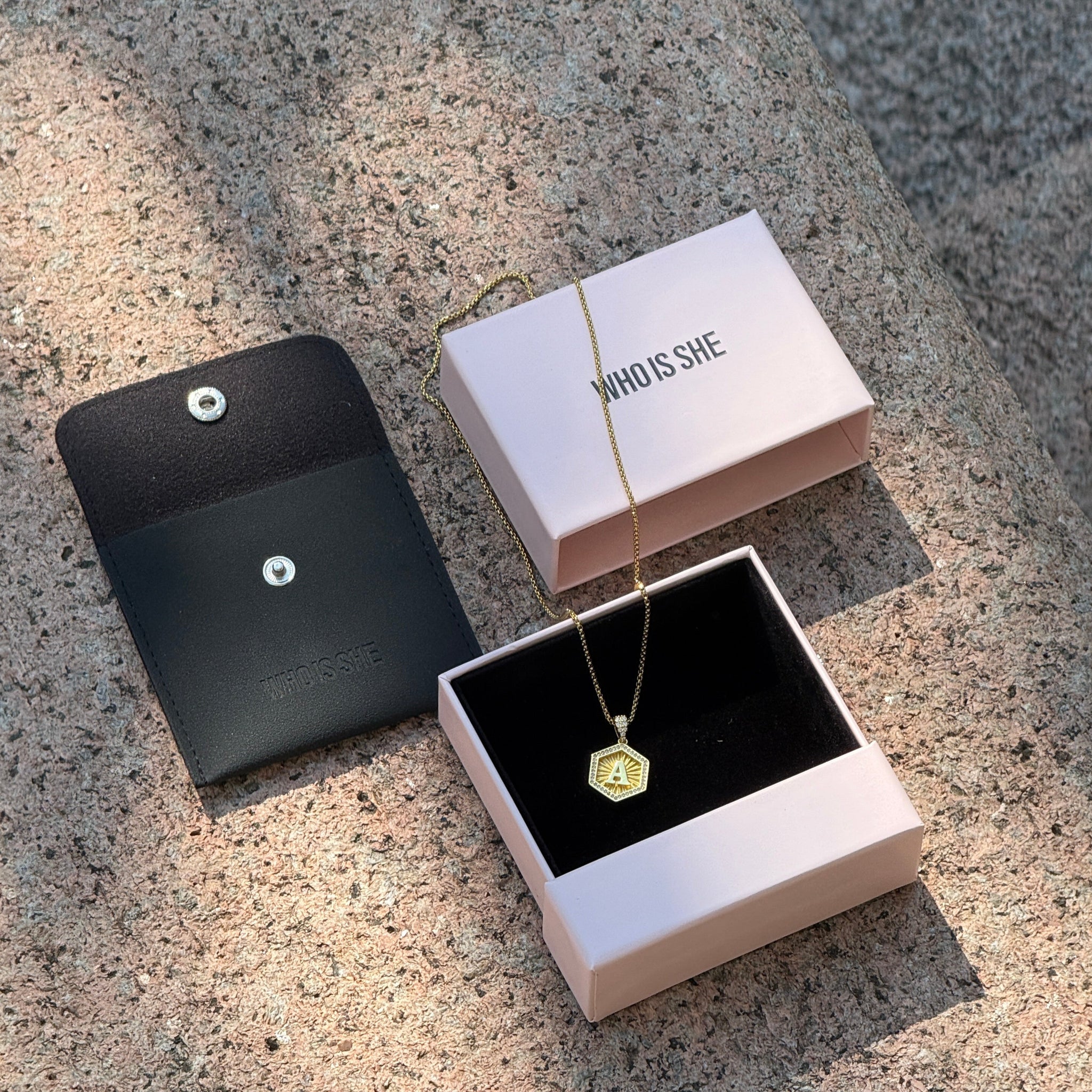 Diamond Letter Necklace Gold