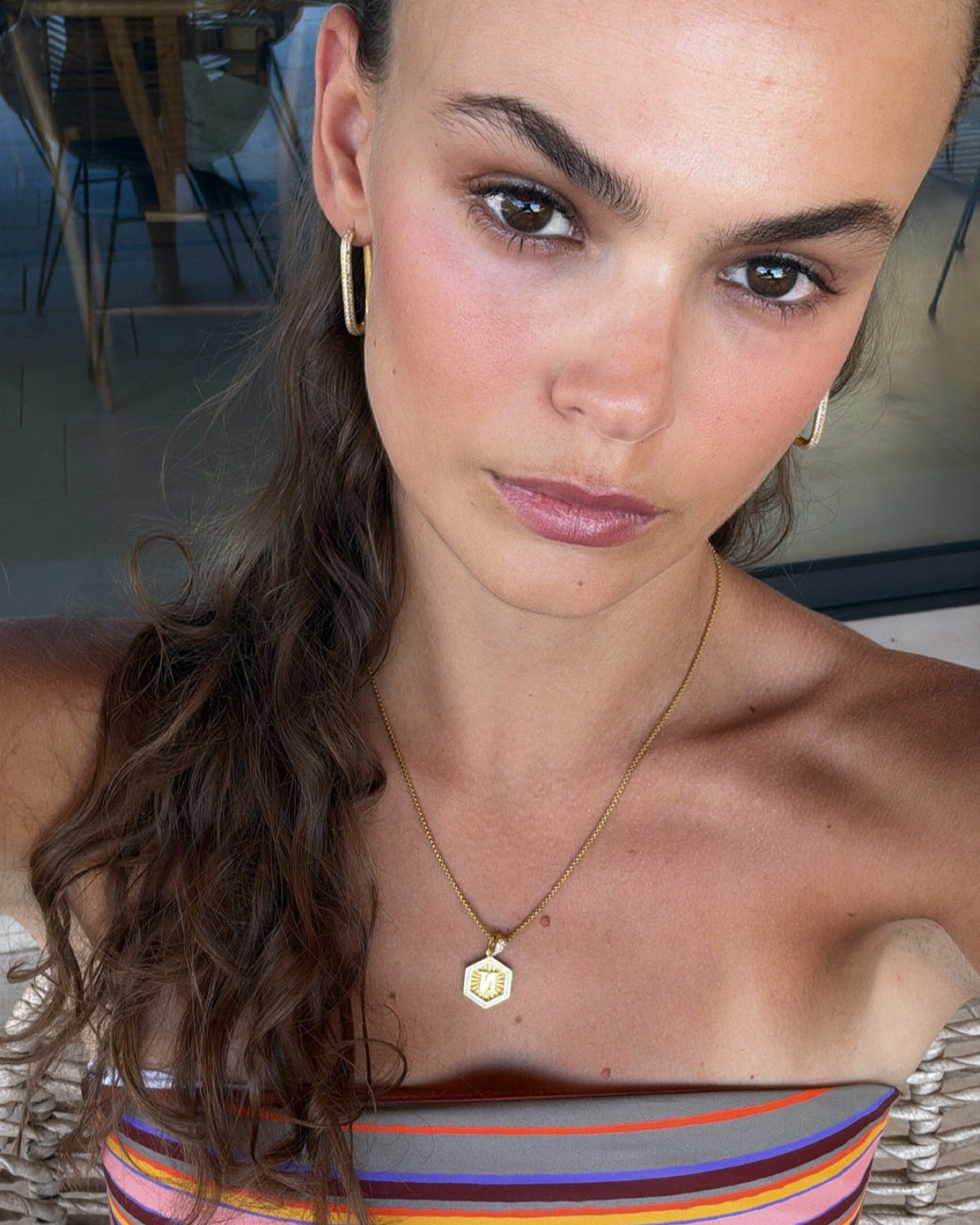 Diamond Letter Necklace Gold