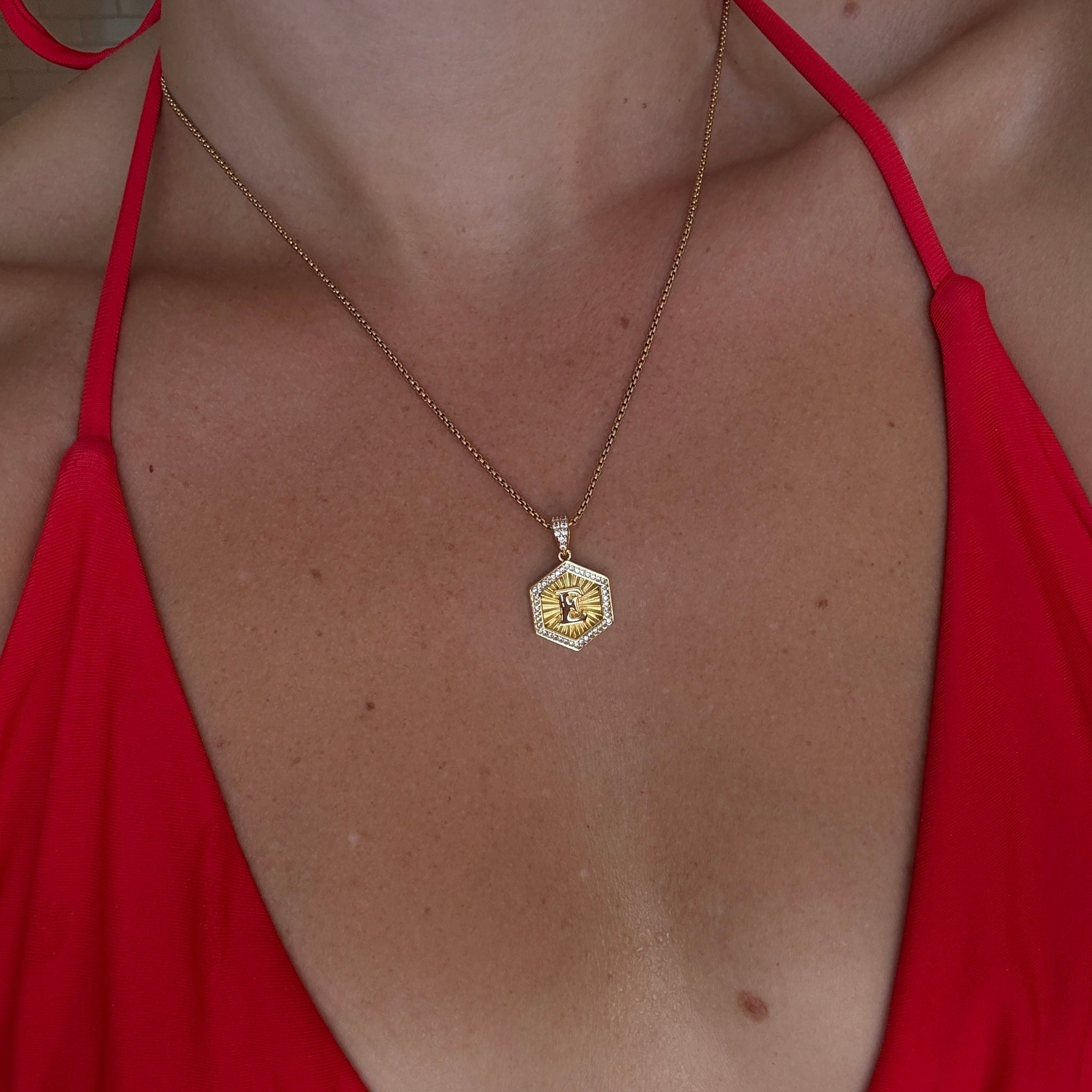 Diamond Letter Necklace Gold