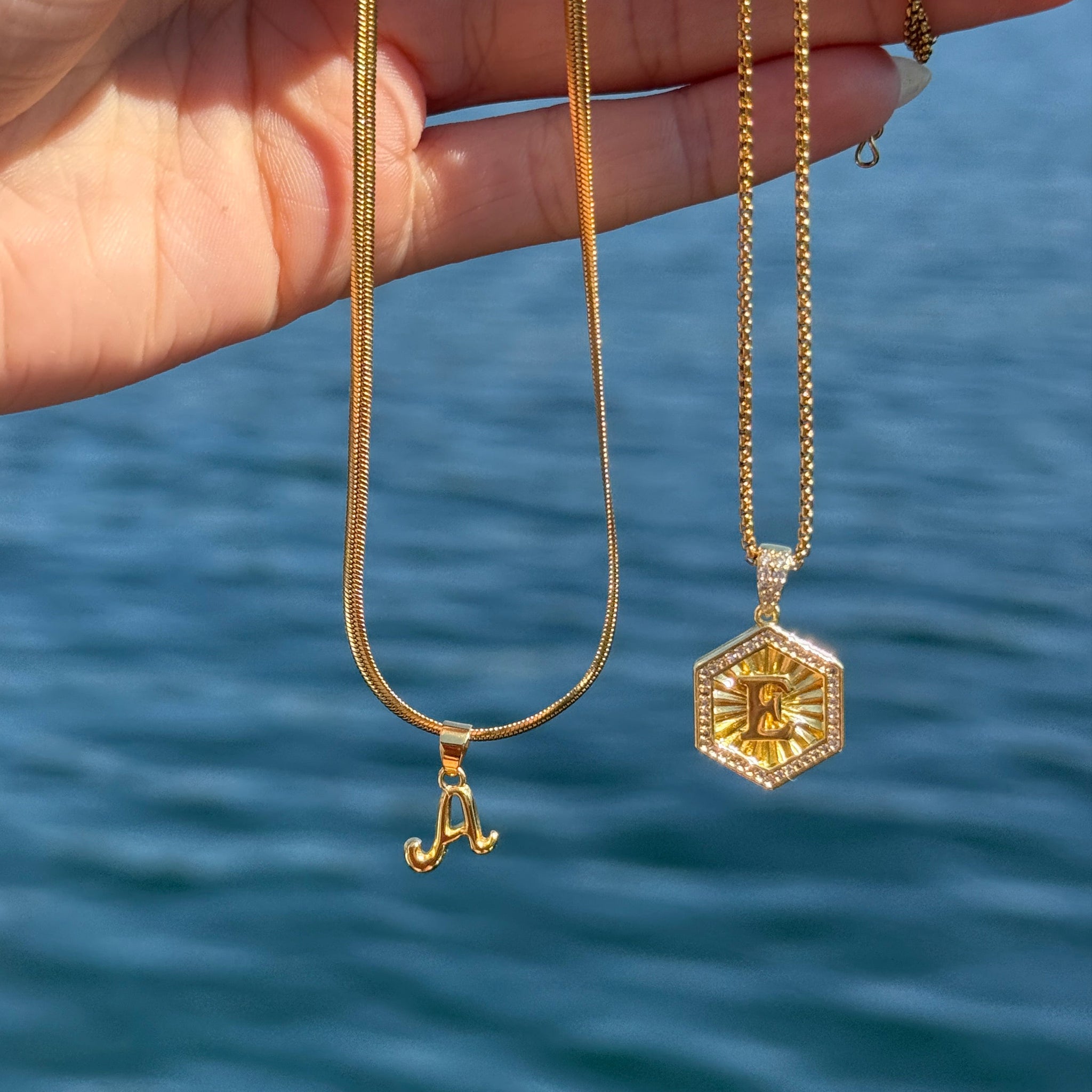 Bone Letter Necklace Gold
