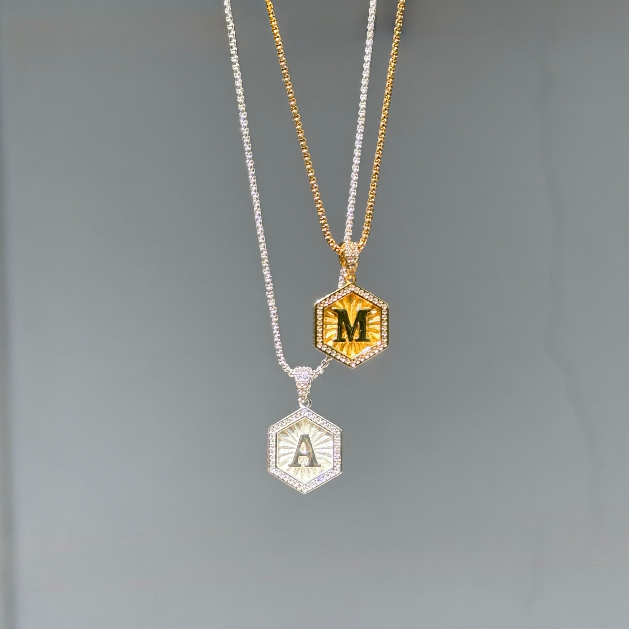 Diamond Letter Necklace Gold