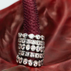 Diamond Band Ring Square Silver