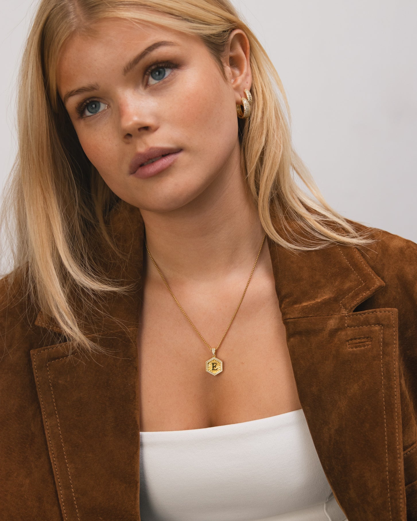 Diamond Letter Necklace Gold