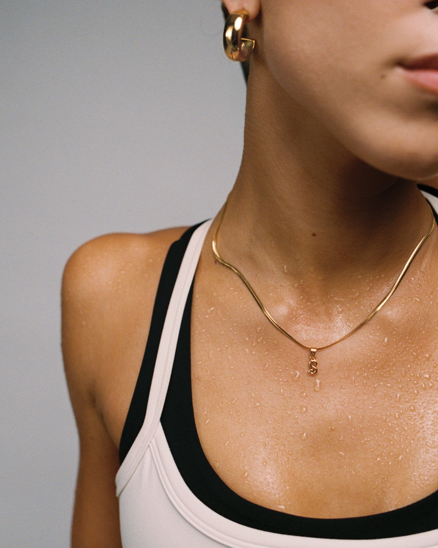 Bone Letter Necklace Gold