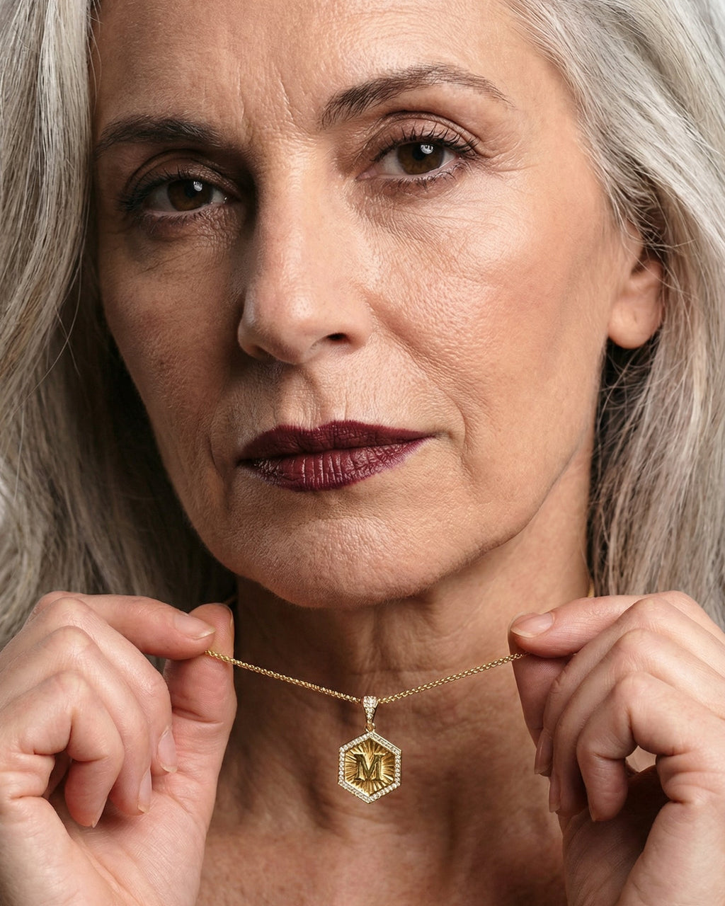 Diamond Letter Necklace Gold