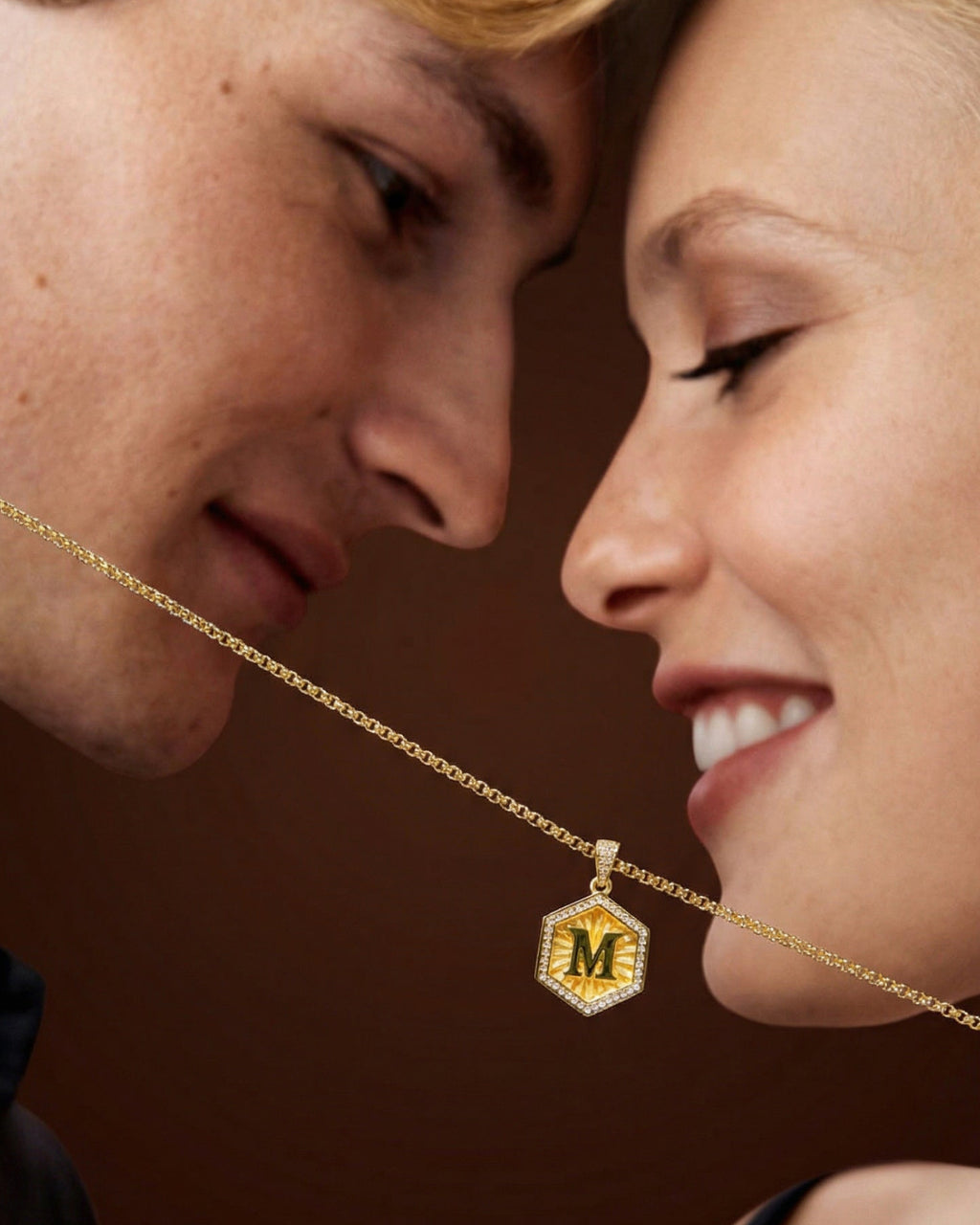 Diamond Letter Necklace Gold
