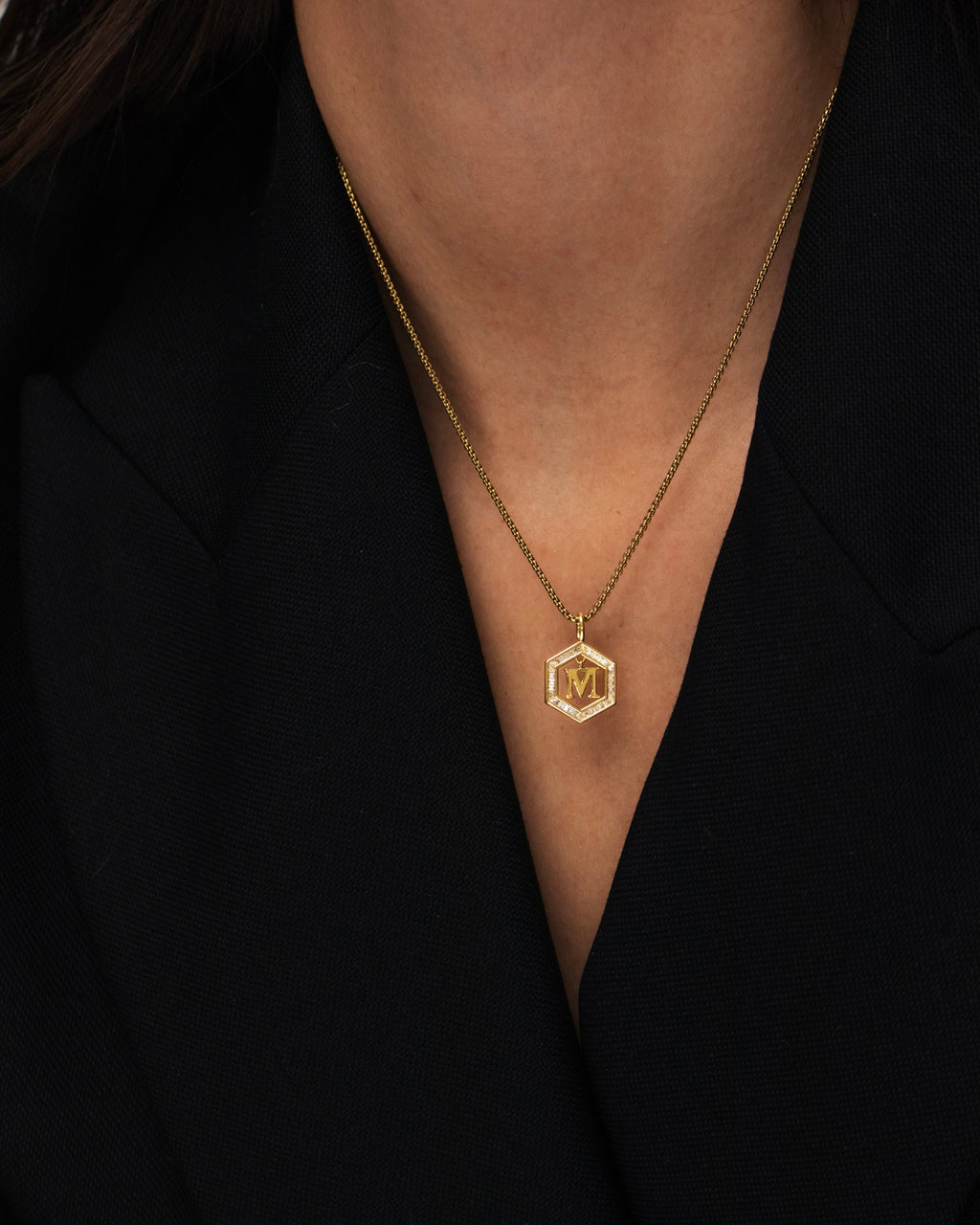 Floating Letter Necklace Gold