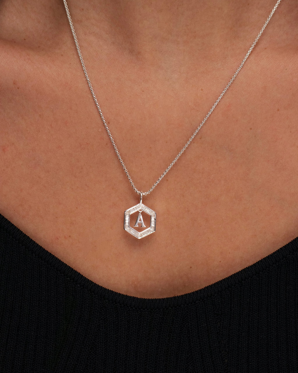 Floating Letter Necklace Silver