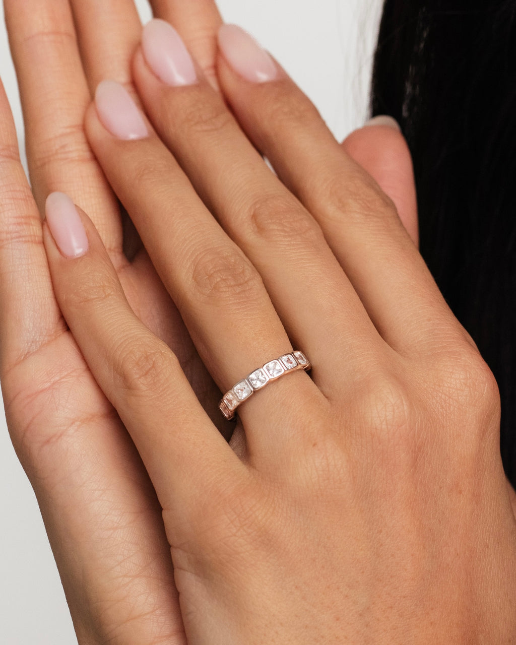 Diamond Band Ring Square Silver