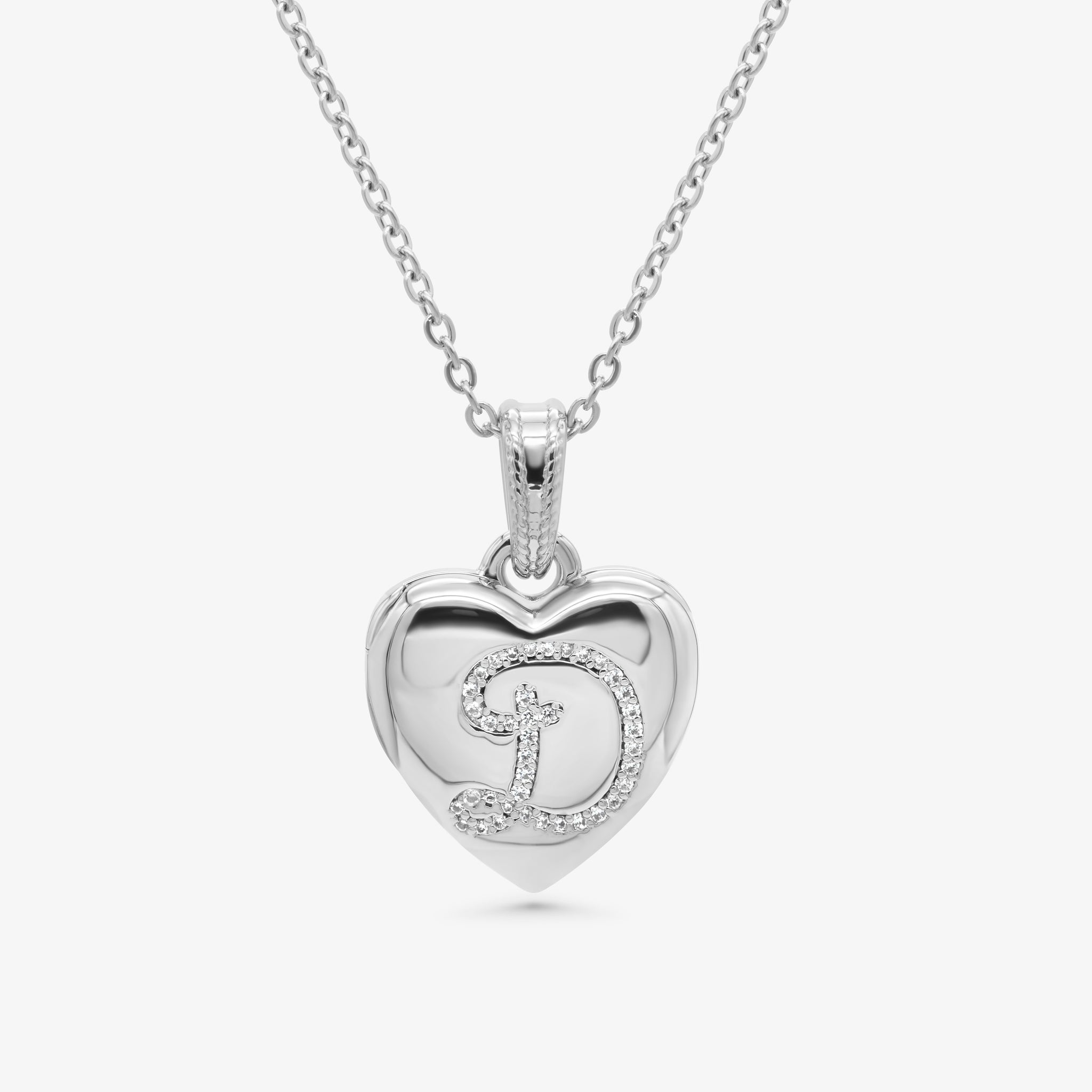 Locket Letter Necklace Silver