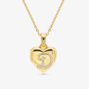 Locket Letter Necklace Gold