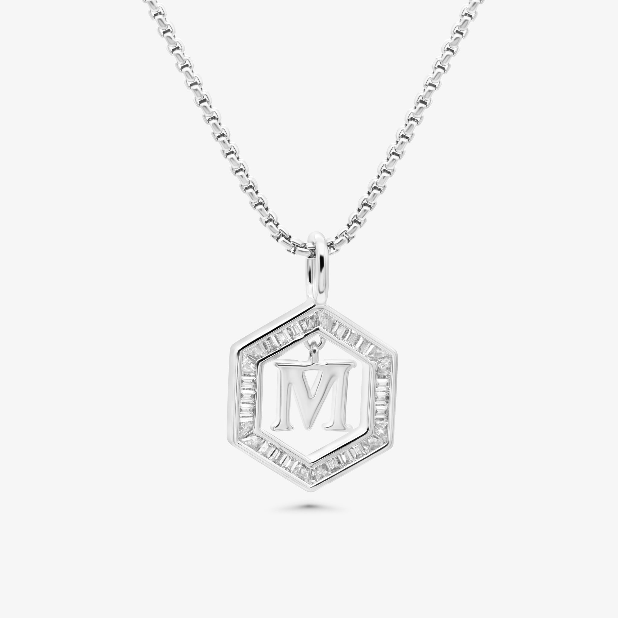 Floating Letter Necklace Silver