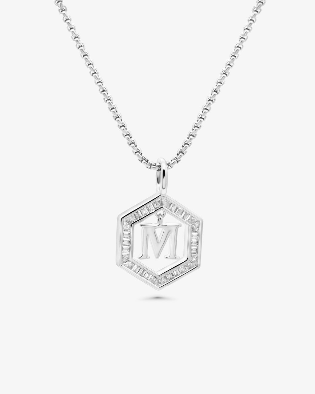 Floating Letter Necklace Silver