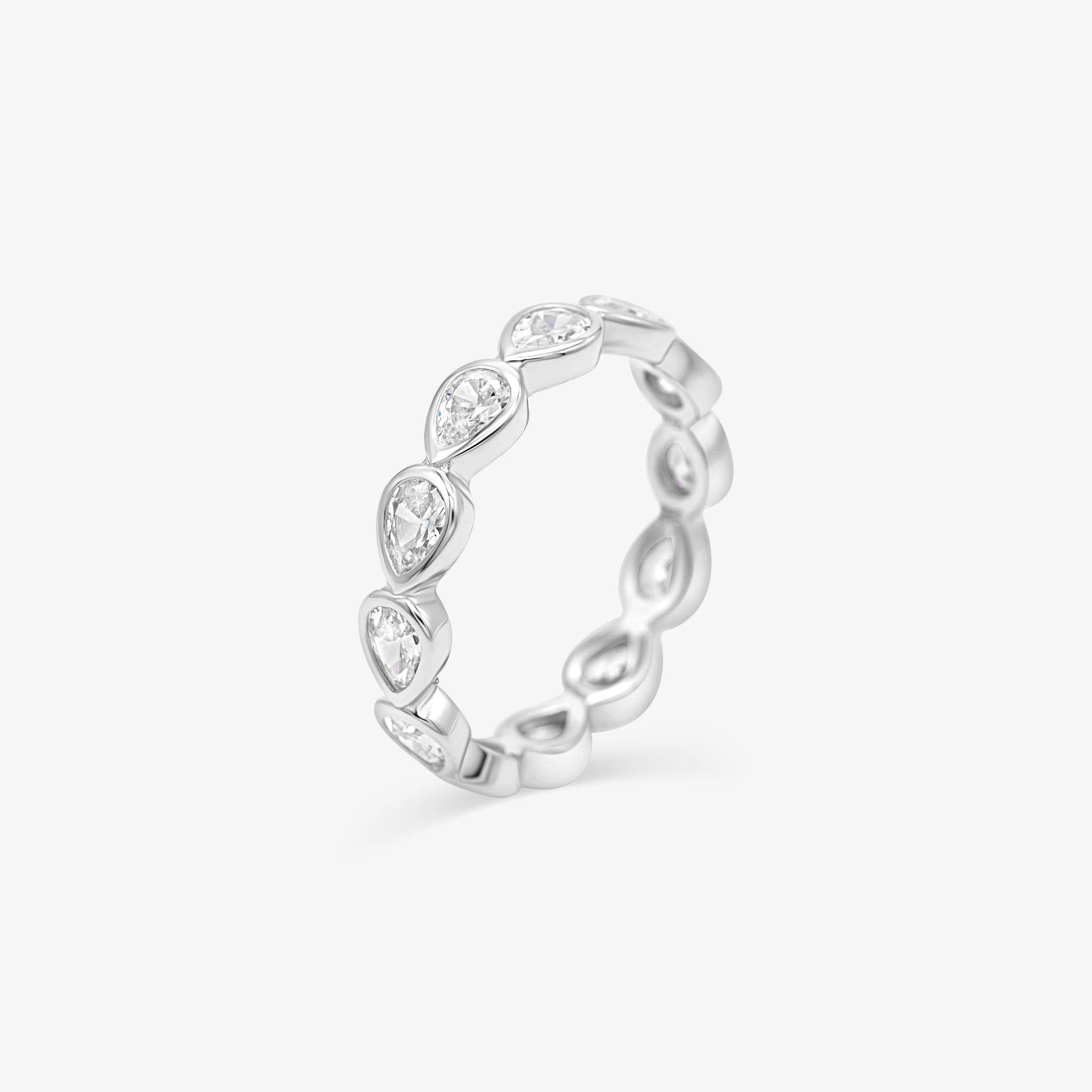 Diamond Band Ring Drop Silver