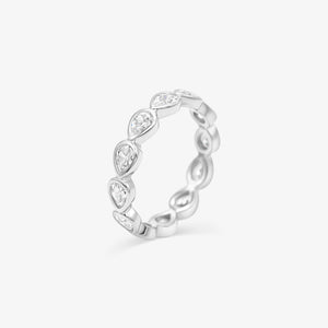 Diamond Band Ring Drop Silver