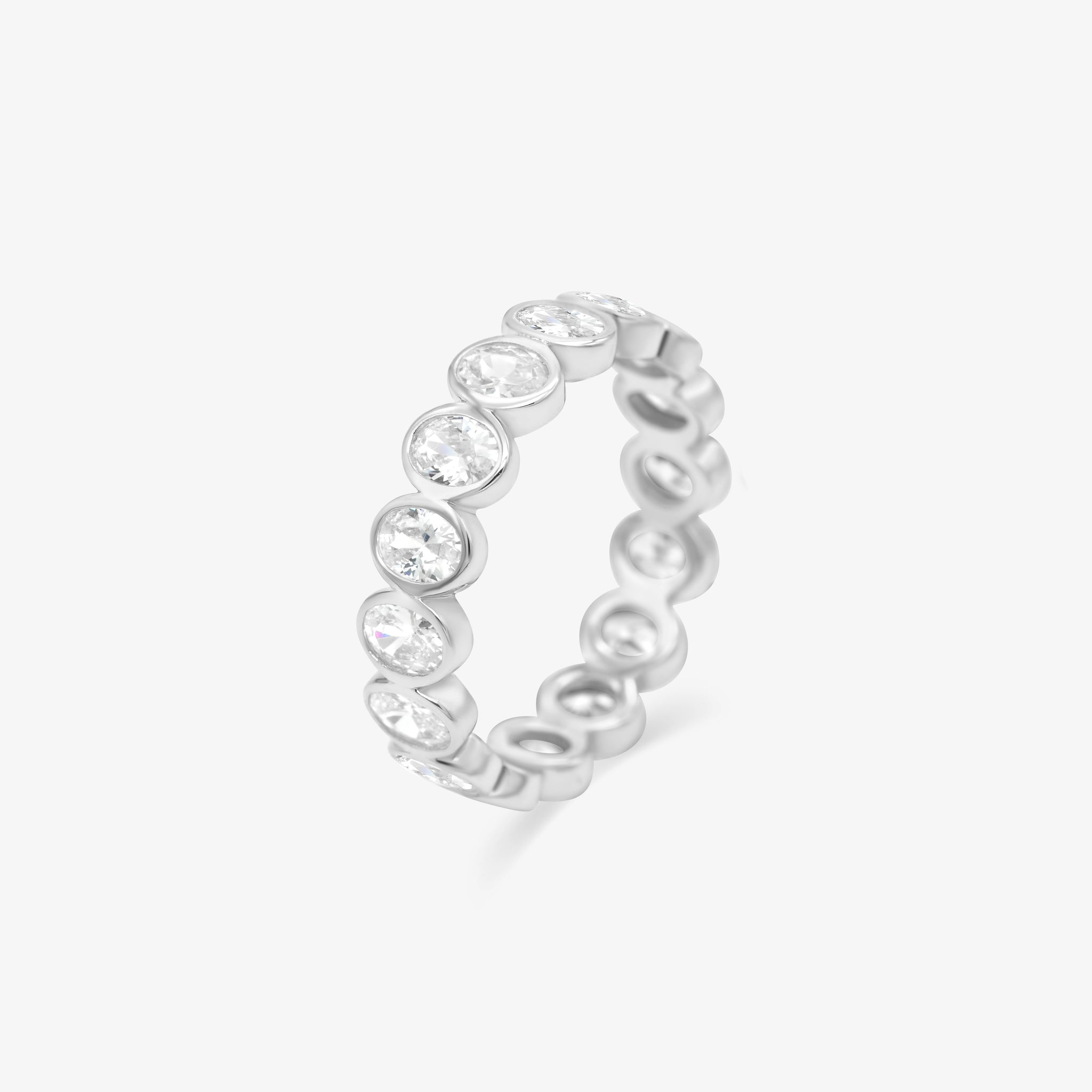 Diamond Band Ring Oval Silver
