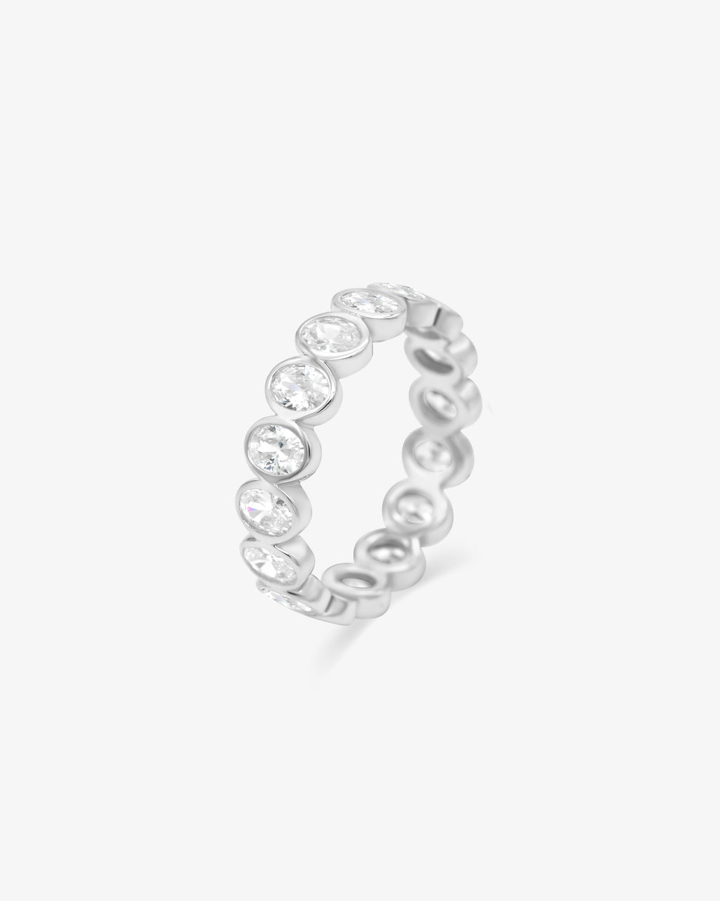 Diamond Band Ring Oval Silver