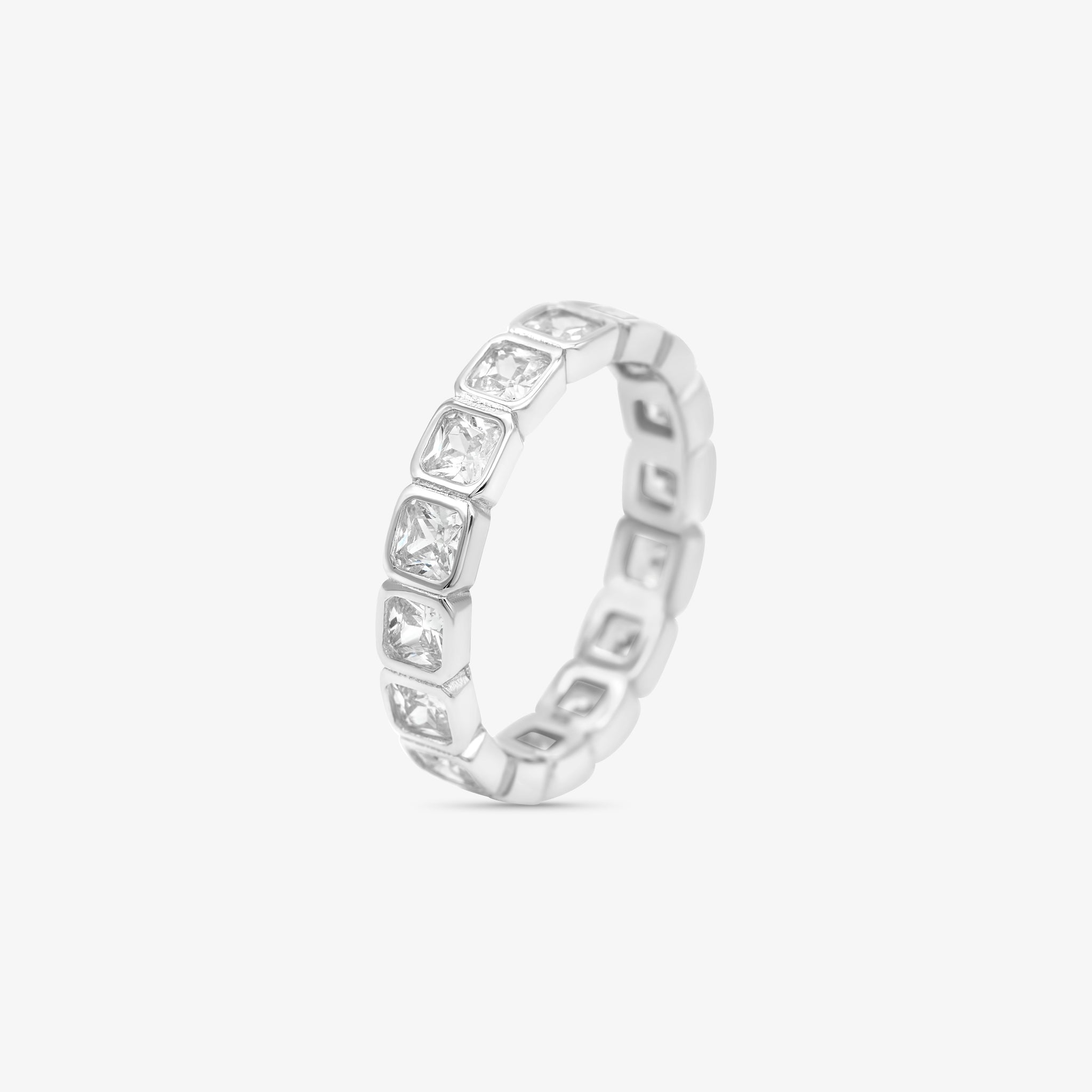 Diamond Band Ring Square Silver