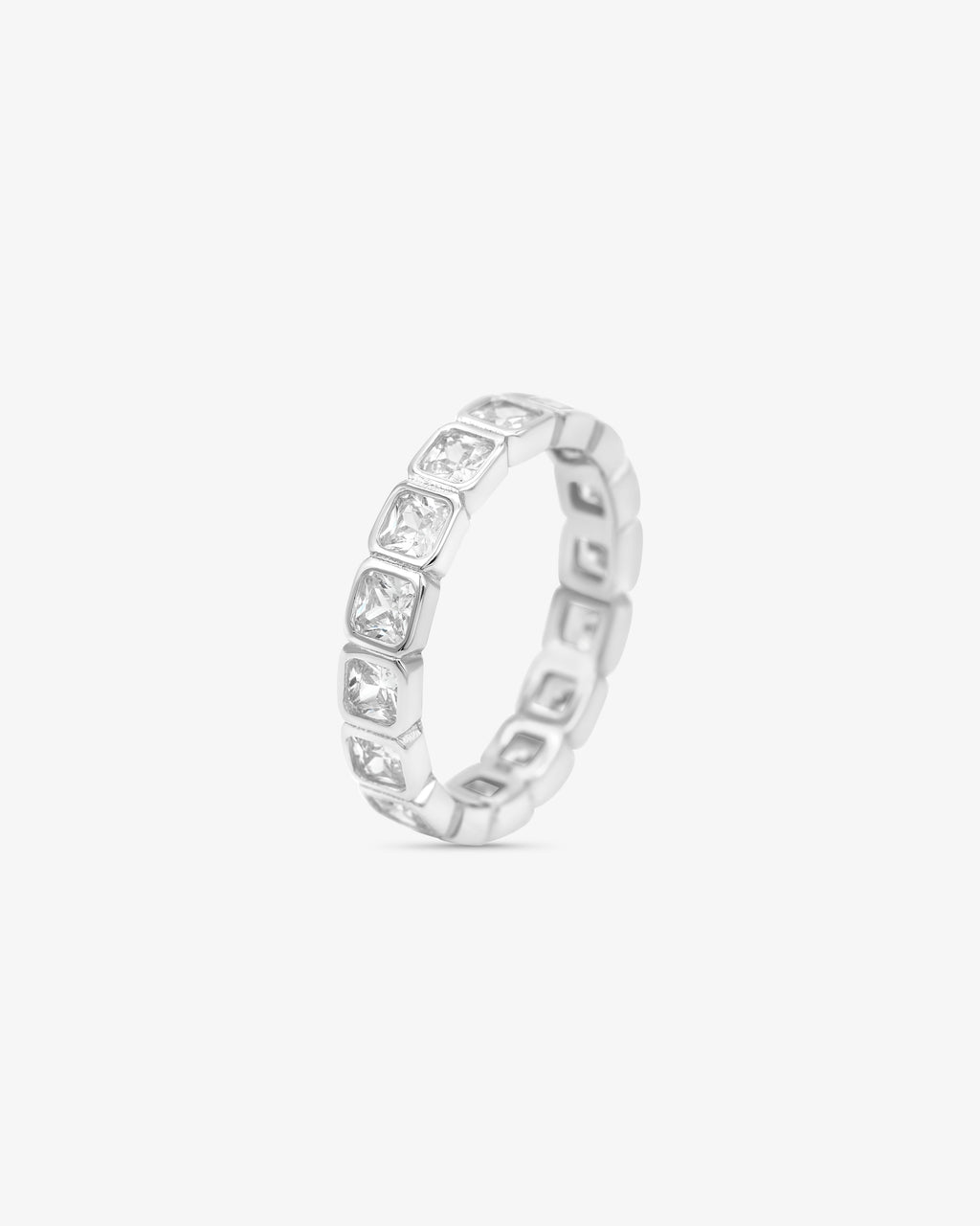 Diamond Band Ring Square Silver