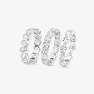 Diamond Band Ring Square Silver