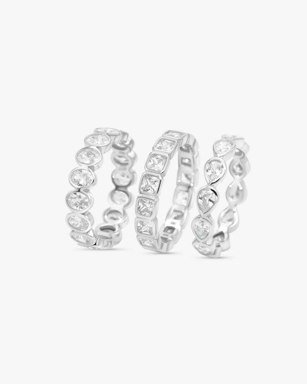 Diamond Band Ring Square Silver