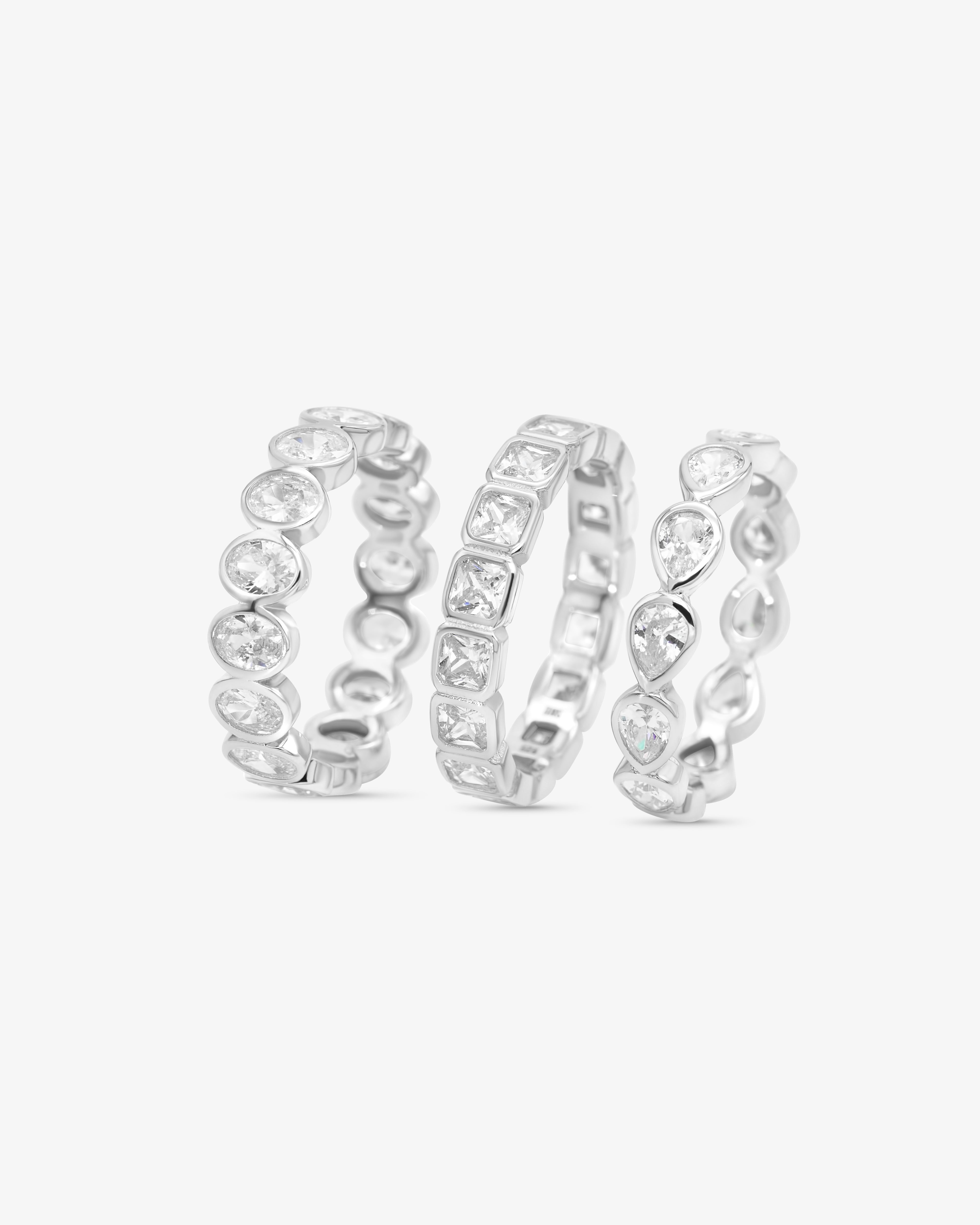 Diamond Band Ring Square Silver