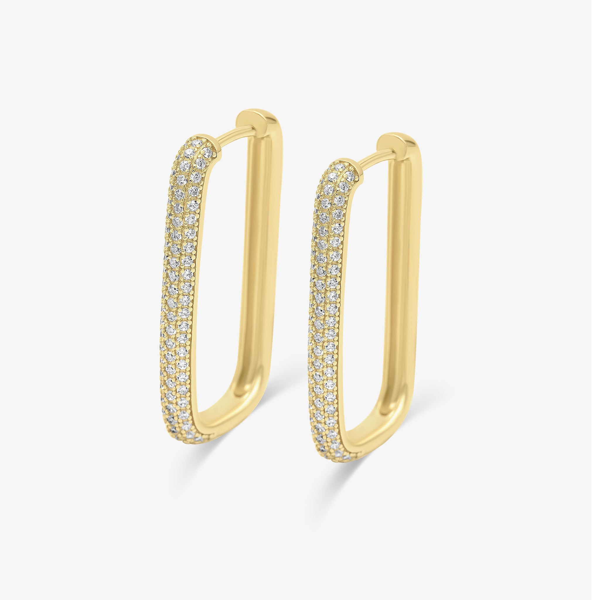 Diamond Edge Hoops Gold